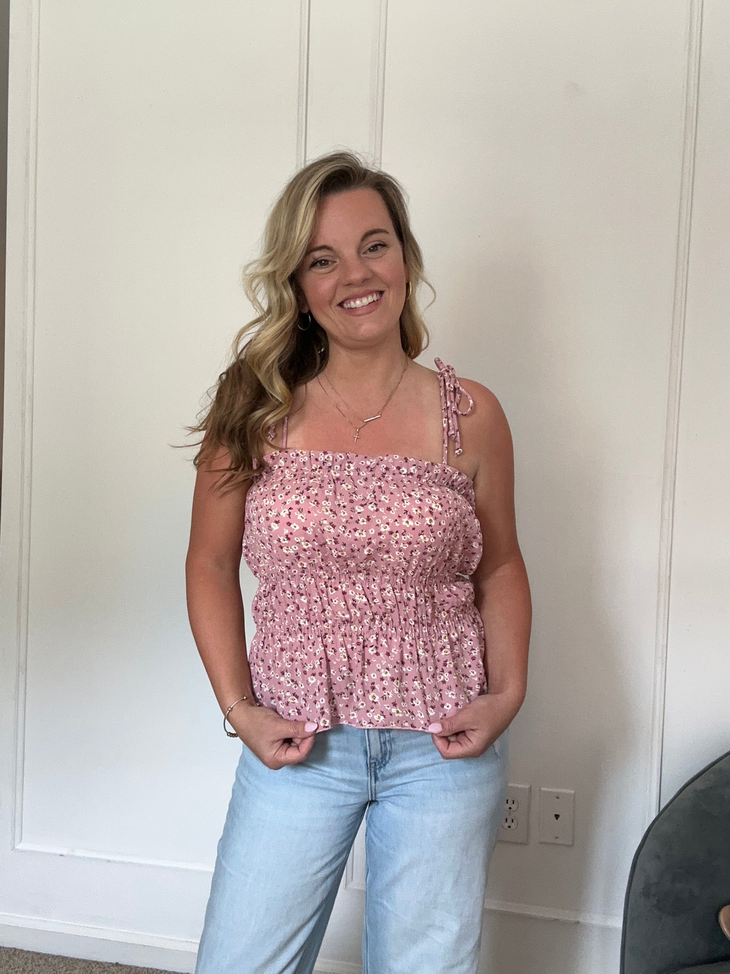 Tied Down Floral Tank