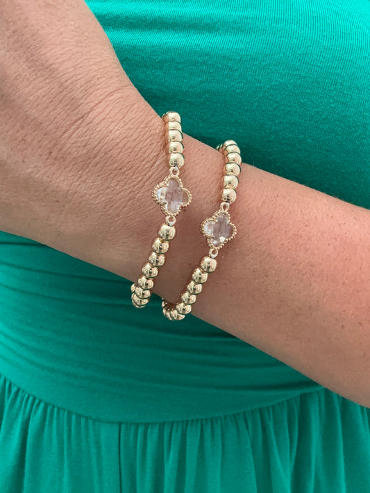 Glass Clover Bracelet Set