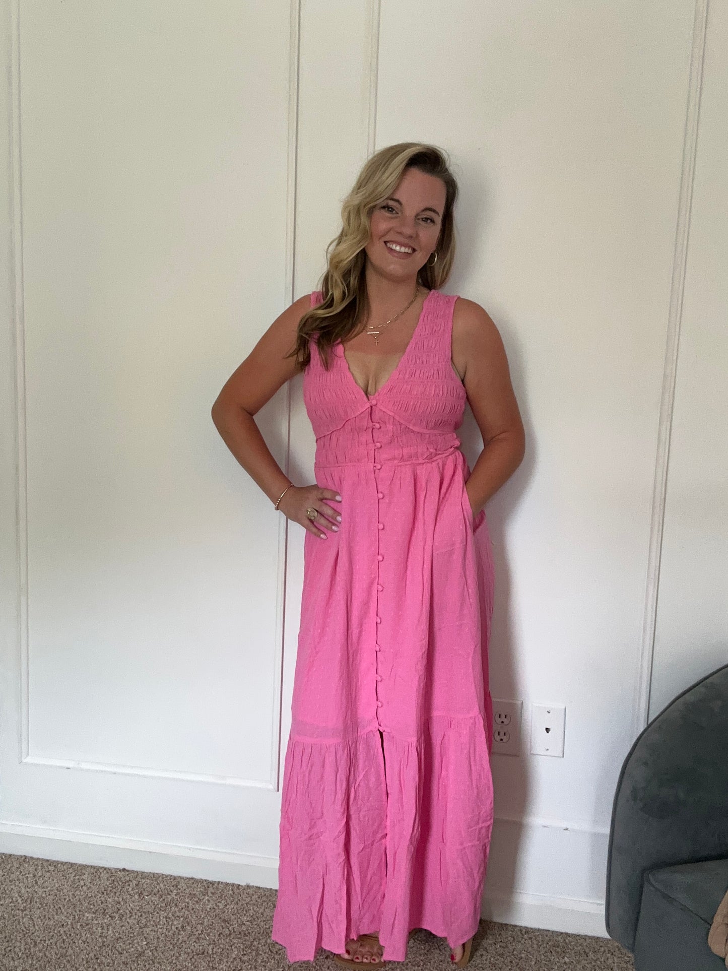 Beach Side Smocked Midi Dress
