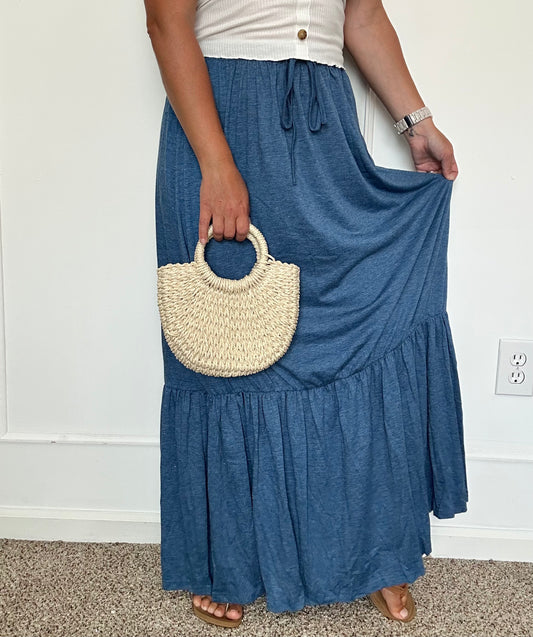 Ocean Wave Tiered Maxi Skirt