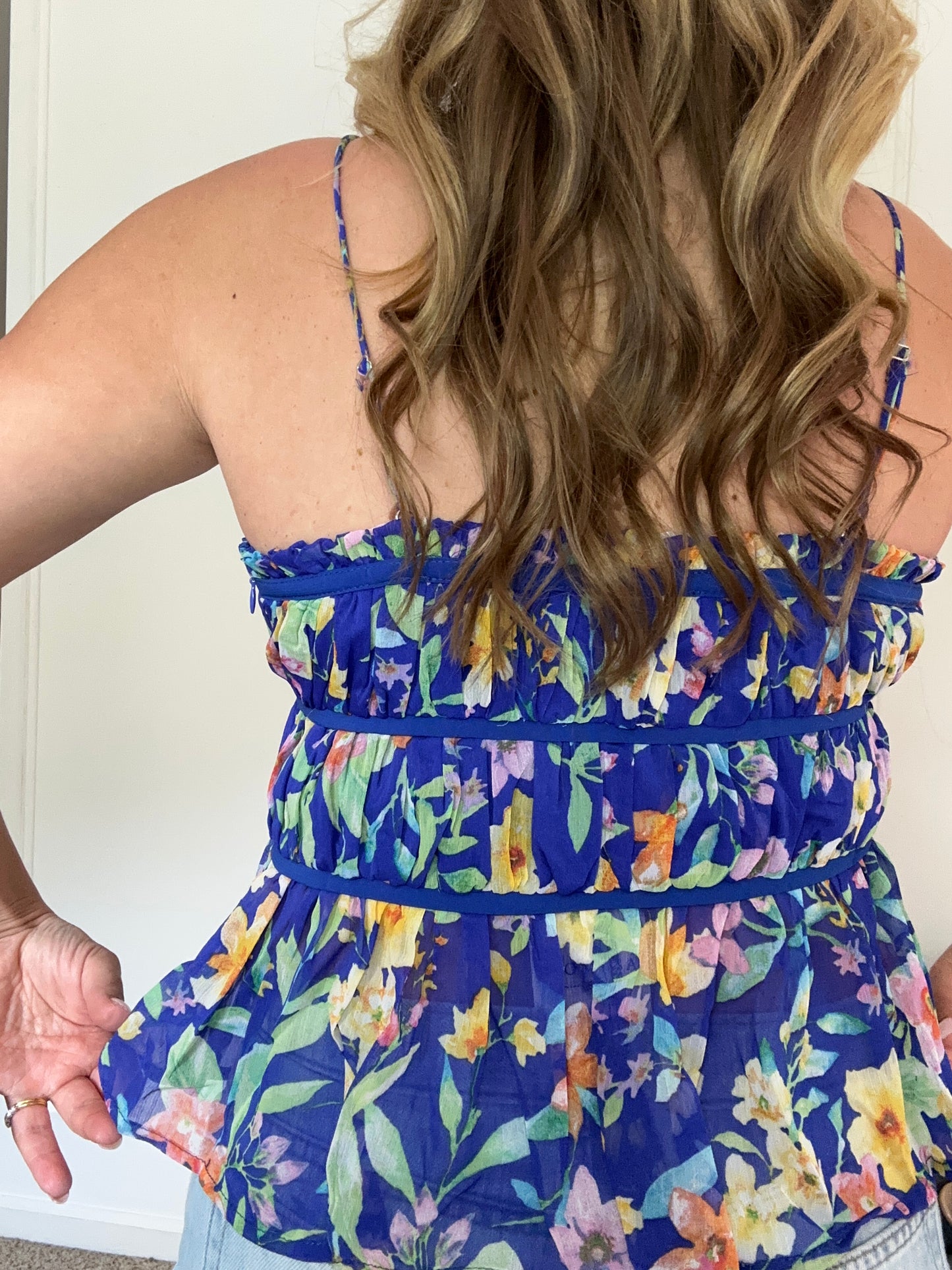 Flirty Floral Cobalt Blue Cami Tank