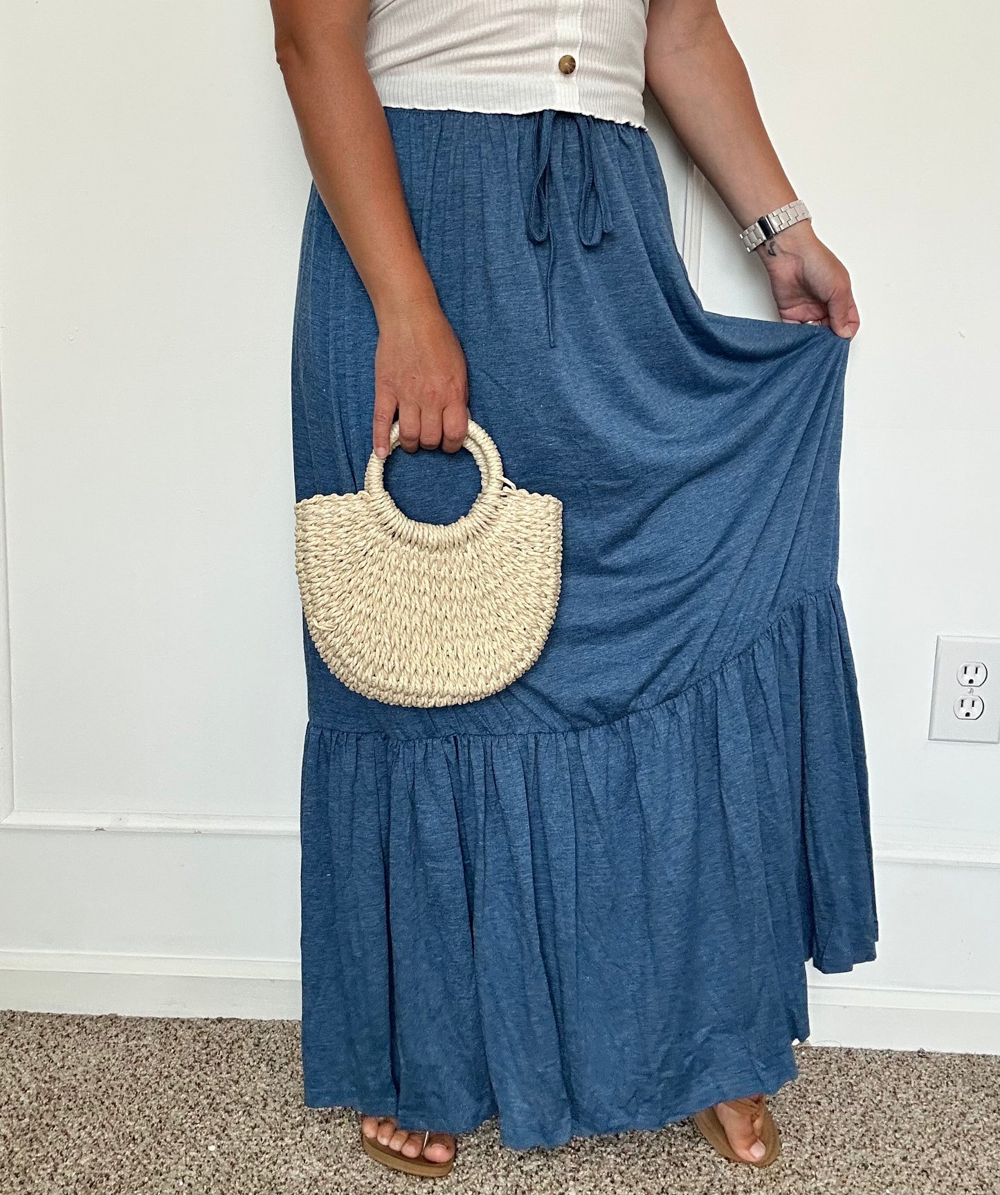Ocean Wave Tiered Maxi Skirt