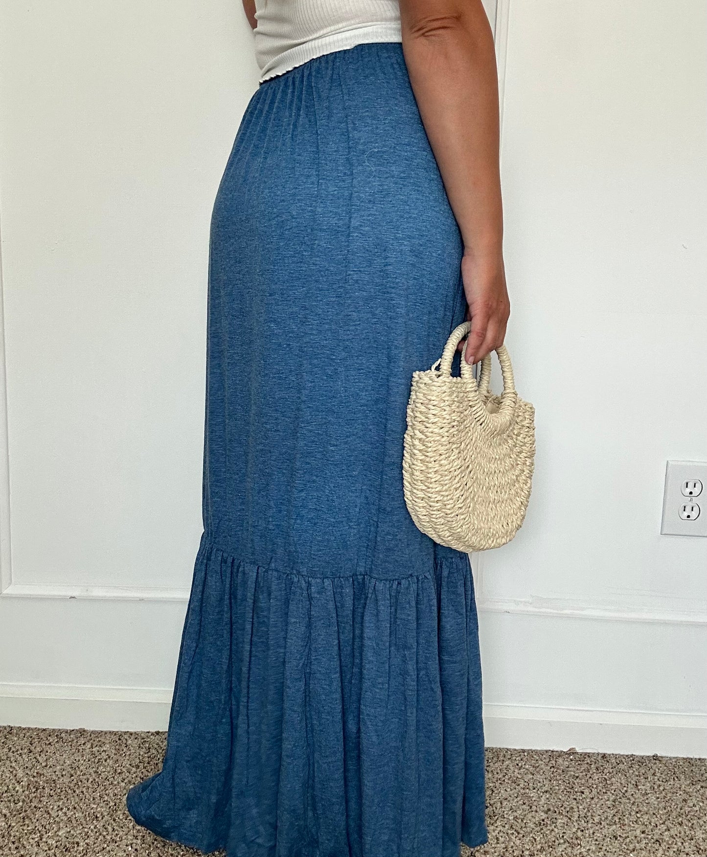 Ocean Wave Tiered Maxi Skirt